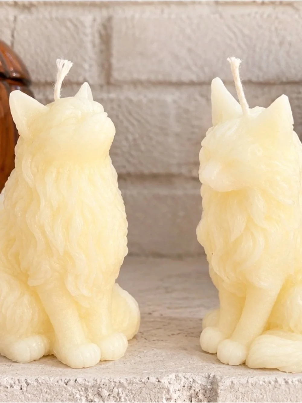 Handcrafted beeswax Cat Sculpted Candle -set